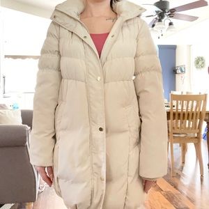 Momo Maternity Cream White Puffer Parka Jacket